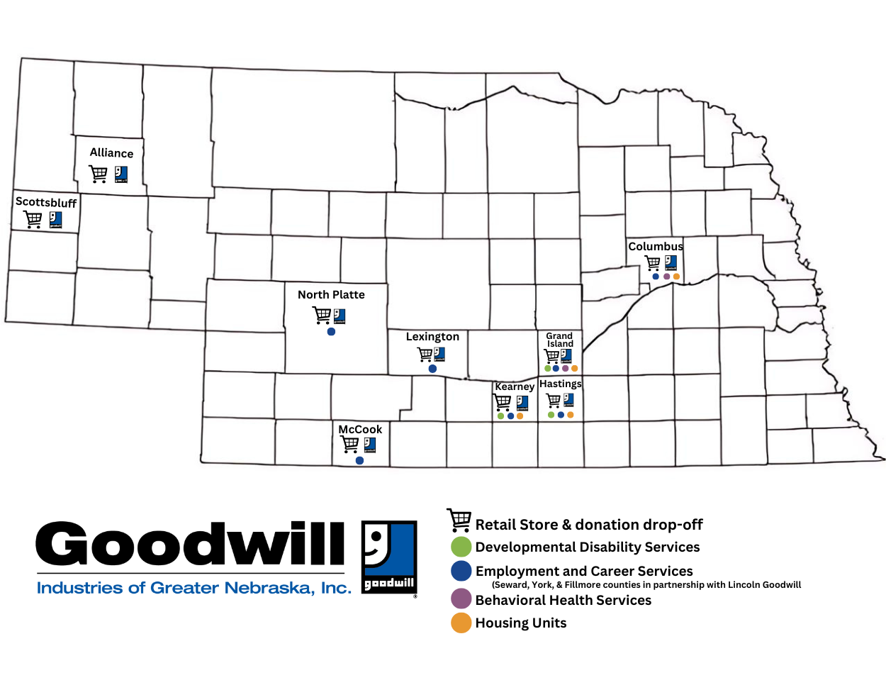 goodwill of greater nebraska retail and service location map